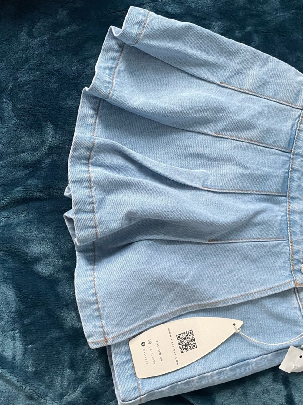 Light Blue Denim Mini Shorts - Women
